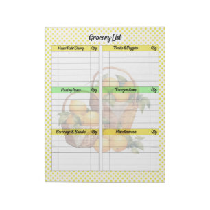 Cute Lemon Pie Grocery List Notepad