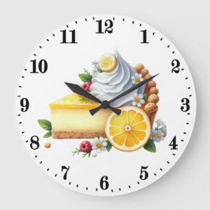 Cute lemon pie lovers kitchen  large clock
