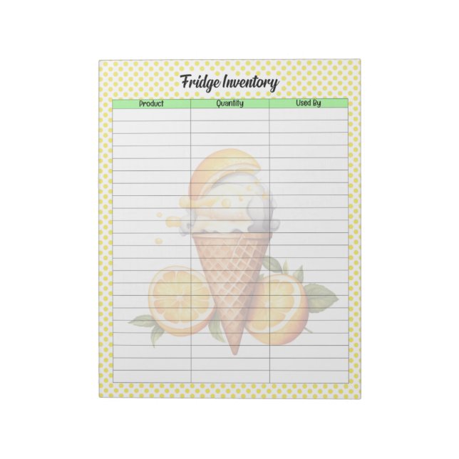 Cute Lemon Pie Pantry Inventory List Notepad (Rotated)