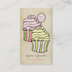 Cute Lemon & Pink  Cupcakes Business Cards