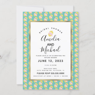 Cute Lemon Pink Dripping Simple Bridal Shower Invitation