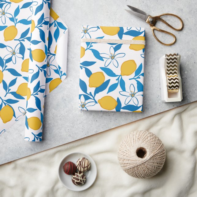 Cute Lemon Sketch Hand Drawn Wrapping Paper Roll (Crafts)