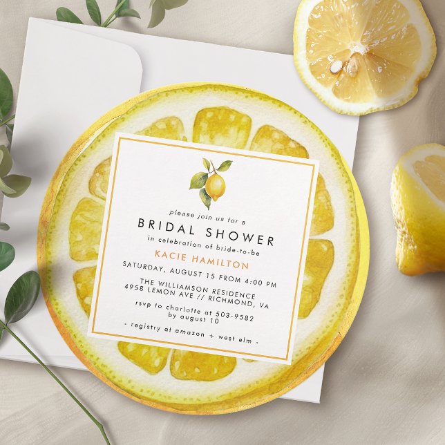 Cute Lemon Slice | Fun Unique Yellow Bridal Shower Invitation (Creator Uploaded)