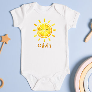 Cute Lemon Sun and Sunrays Baby Bodysuit