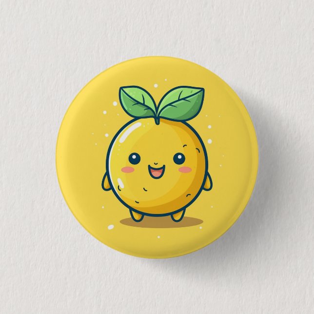 Cute lemon themed 3 cm round badge (Front)