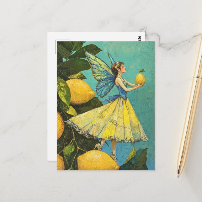Cute Lemon Tree Fairy Postcard (Front/Back In Situ)
