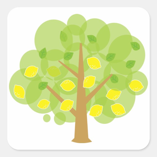 Cute Lemon Tree Square Sticker (Front)