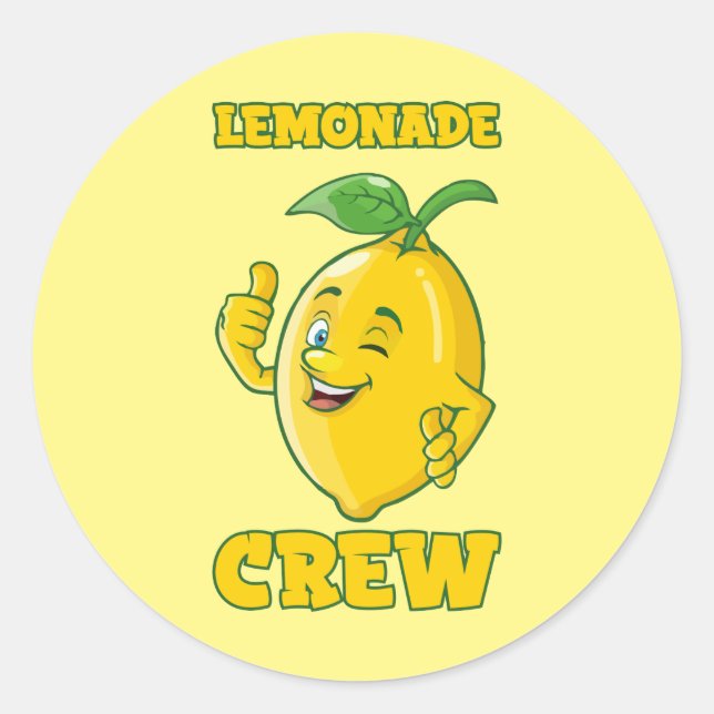 Cute lemonade crew word art classic round sticker (Front)