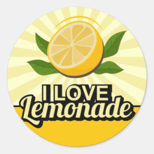 Cute lemonade lovers word art classic round sticker