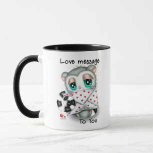 Cute Lemur Love Message - Hand-Drawn Valentine Mug