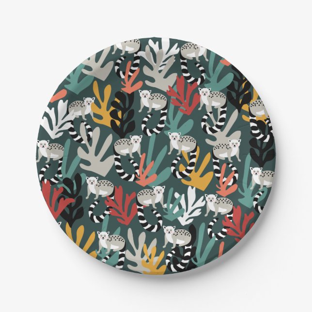 Cute Lemur Paper Plates (Front)