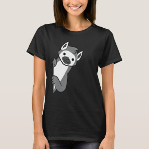 Cute Lemur Peeking From Side Funny Ring-Tailed Lem T-Shirt