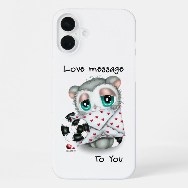 Cute Lemur Valentine - Romantic Love Letter iPhone Case (Back)