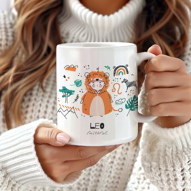 Cute Leo Zodiac Mug, Fun Astrology Lover Coffee Mug (Creator Uploaded)