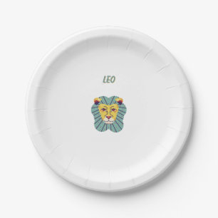 Cute Leo, zodiac, star sign print Paper Plate