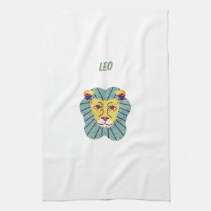 Cute Leo, zodiac, star sign print Tea Towel