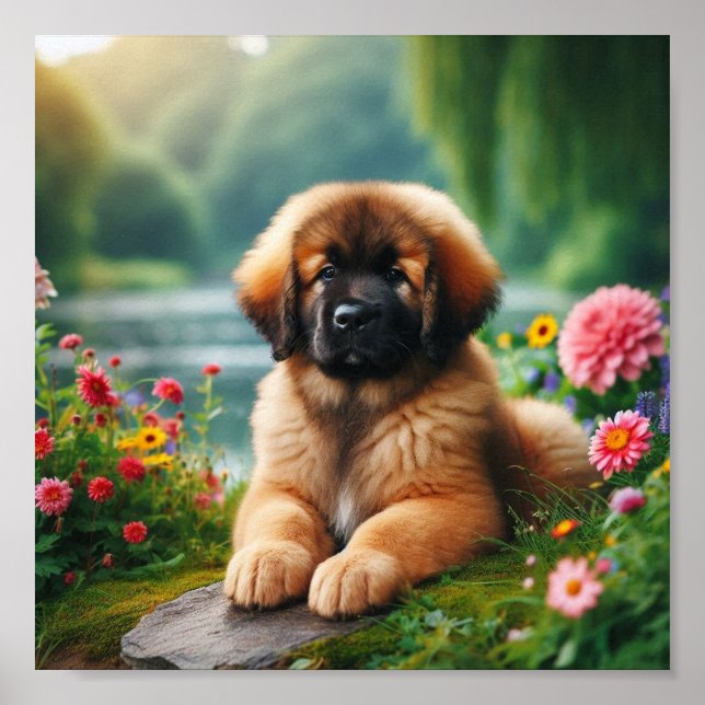cute Leonberger puppy Poster (Front)