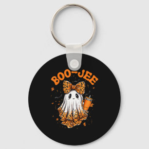 Cute Leopard Boo Jee Ghost Coffee Halloween Costum Key Ring