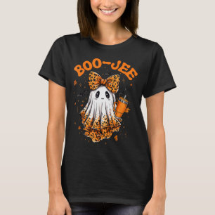 Cute Leopard Boo Jee Ghost Coffee Halloween Costum T-Shirt