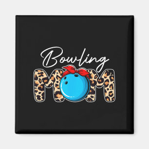 Cute leopard bowling mum mama sport lover mother's magnet