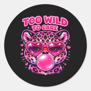Cute Leopard Bubble Gum Sunglasses Aesthetic Classic Round Sticker