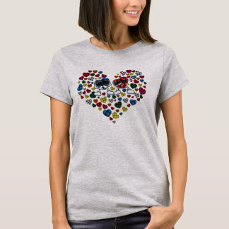 Cute Leopard Buffalo Plaid Hearts Valentine Couple T-Shirt