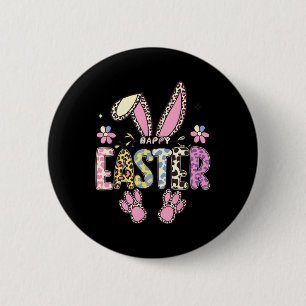 Cute Leopard Bunny Easter Day Tee For Nurses And T 6 Cm Round Badge