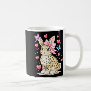 Cute Leopard Bunny Pink Coquette Bow Hearts Coffee Mug