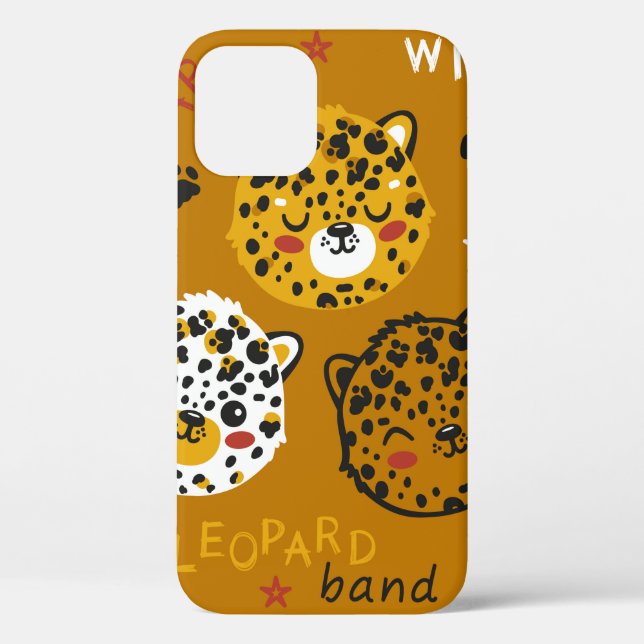 Cute Leopard Cat Face Drawing. Little Funny Cheeta Case-Mate iPhone Case (Back)