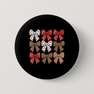 Cute Leopard Cheetah Print Coquette Bows Girl Ribb 6 Cm Round Badge