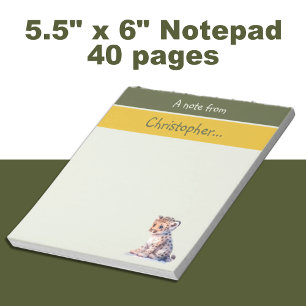 Cute leopard custom name green kids notepad