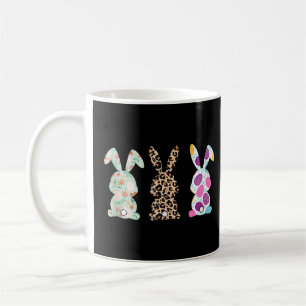 Cute Leopard Eggs Flower Happy Easter Bunny Rabbit Coffee Mug