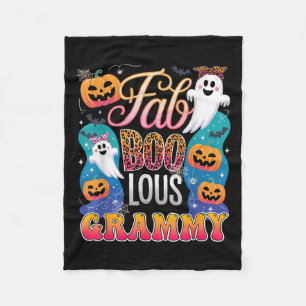 Cute Leopard Fab Boo Lous Grammy Soky Halloween Co Fleece Blanket
