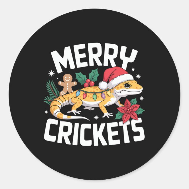 Cute Leopard Gecko Christmas Pun  Classic Round Sticker (Front)