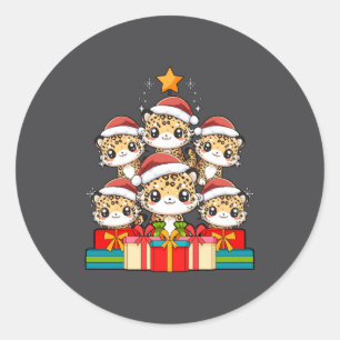 Cute Leopard Gecko Le Lizard Christmas Tree Xmas H Classic Round Sticker