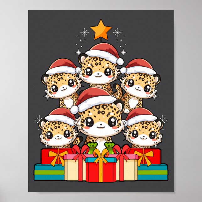 Cute Leopard Gecko Le Lizard Christmas Tree Xmas H Poster (Front)