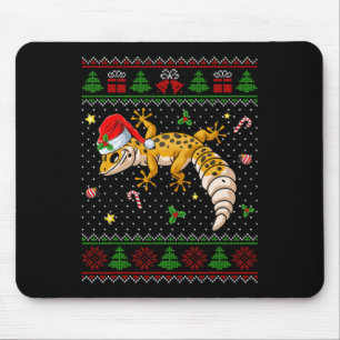 Cute Leopard Gecko Santa Hat Ugly Christmas Sweate Mouse Pad