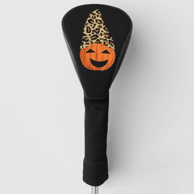 Cute Leopard Hat Pumpkin Golf Head Cover (Front)