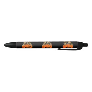 Cute Leopard Hat Pumpkins Black Ink Pen