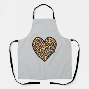Cute Leopard Heart Valentine's Day gift Apron
