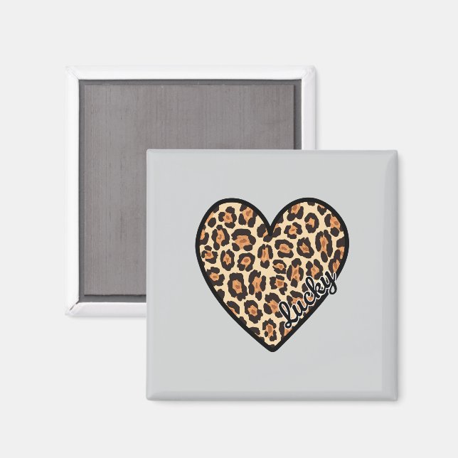 Cute Leopard Heart Valentine's Day gift Magnet (Front/Back)