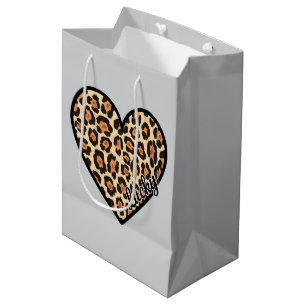 Cute Leopard Heart Valentine's Day gift Medium Gift Bag
