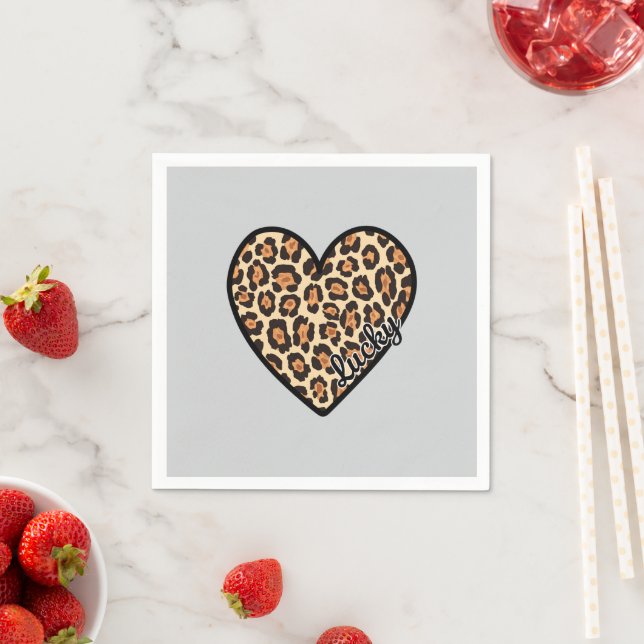 Cute Leopard Heart Valentine's Day gift Napkin (Insitu)