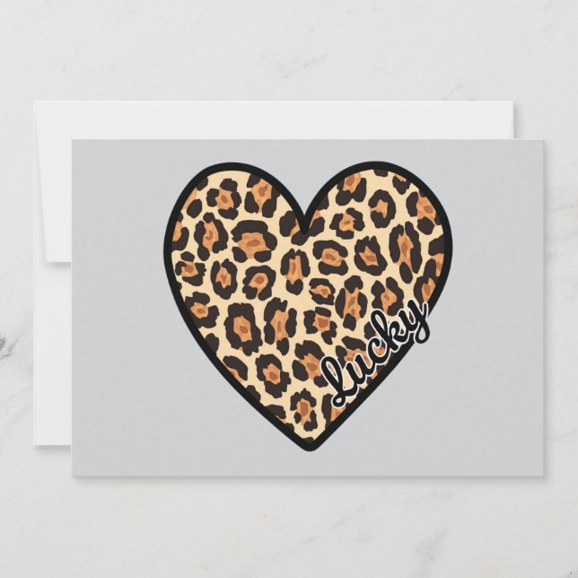 Cute Leopard Heart Valentine's Day gift Thank You Card (Front)