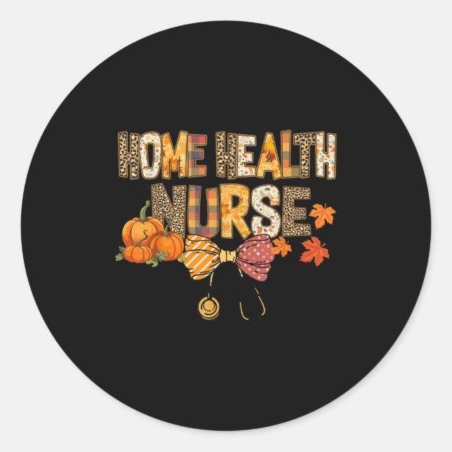 Cute Leopard Home Health Nurse Stethocope Fall Coq Classic Round Sticker (Front)
