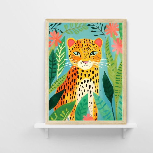 Cute Leopard in Jungle Painting Poster (Creator Uploaded)