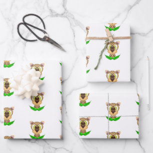 Cute Leopard Kids Birthday Safari Animal Pattern Wrapping Paper Sheet