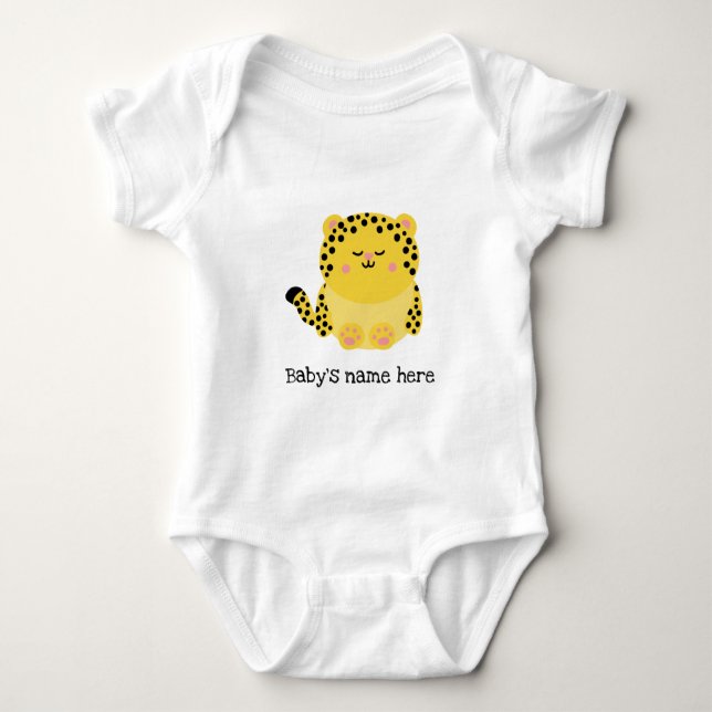 Cute leopard personalized baby bodysuit (Front)