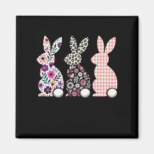 Cute Leopard Plaid Flower Floral Happy Easter Bunn Magnet