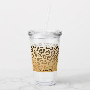 Cute Leopard Print Acrylic Tumbler